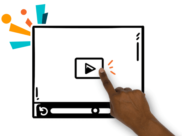 Finger pressing an illustrated play button